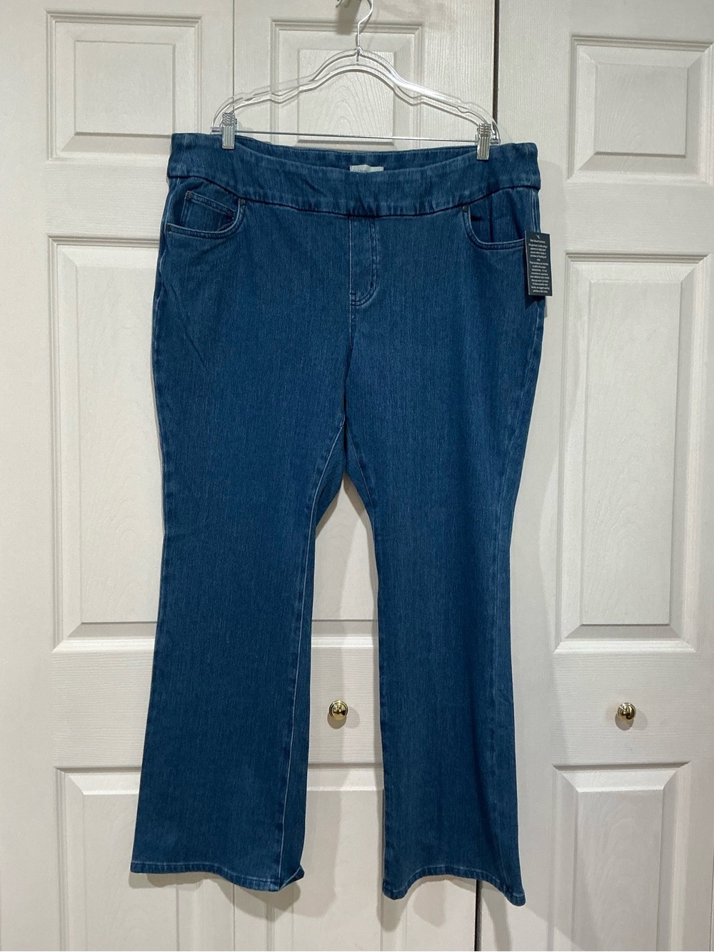 💙 NWT Coldwater Creek Pull On Mid Rise Boot it Knit Denim Jeans 20W (01642)